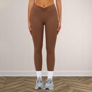 High-Waisted Ruched Nylon Yoga Pants — Tummy Control Outdoor Fitness Leggings
